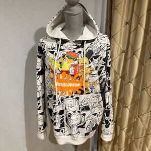 Nickelodeon Black and White Hoodie with Urban Graphic Design